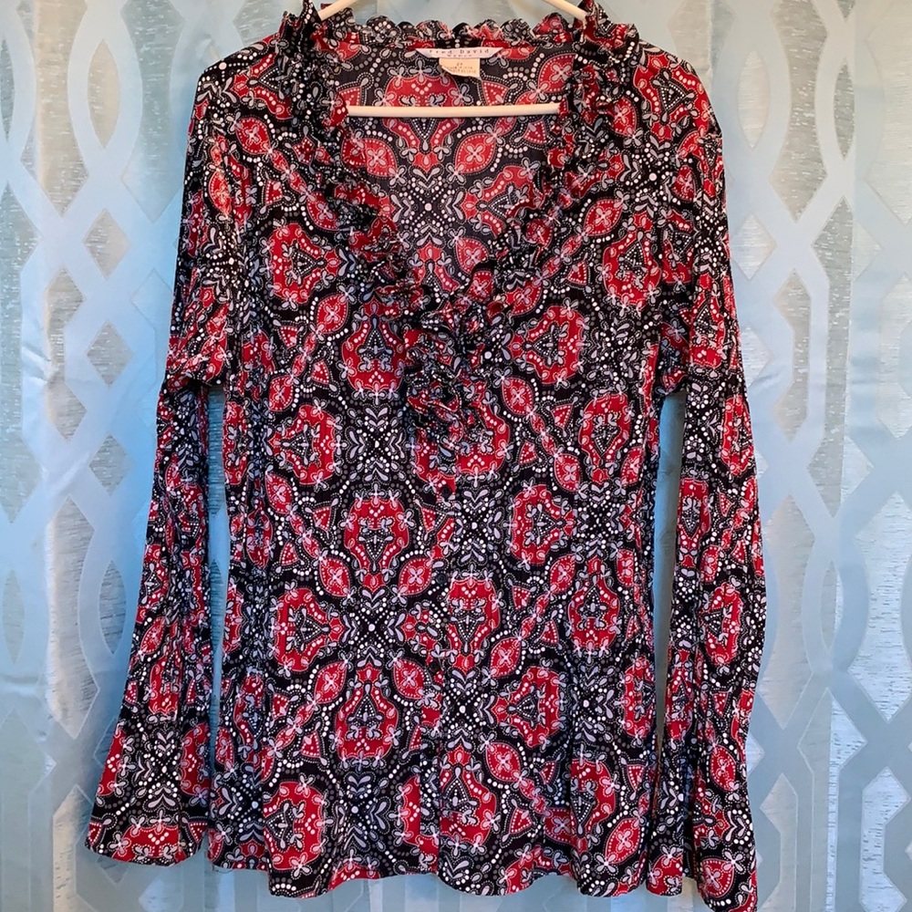 Fred David woman size 2X button up V-neck no Iron